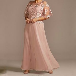 Embroidered Lace Overlay Plus Size Formal Dress